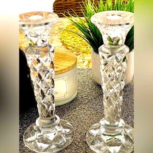Pair of TOWLE Elegant Crystal lead Candlesticks holders made in Poland